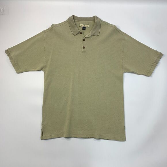 Vintage Tommy Bahama Silk Blend Polo Shirt Mens Extra Large Mushroom Brown Golf - Picture 2 of 9